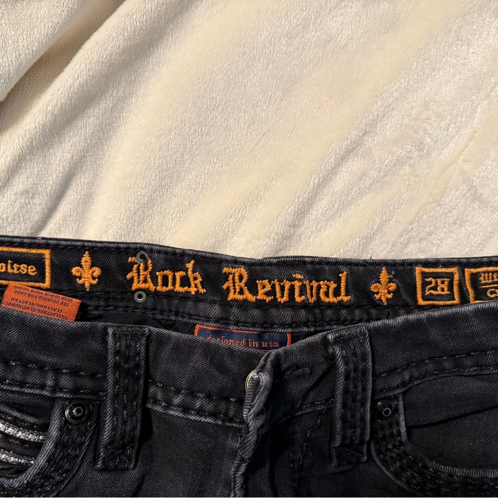 Rock Revival Dark Denim with Orange Details